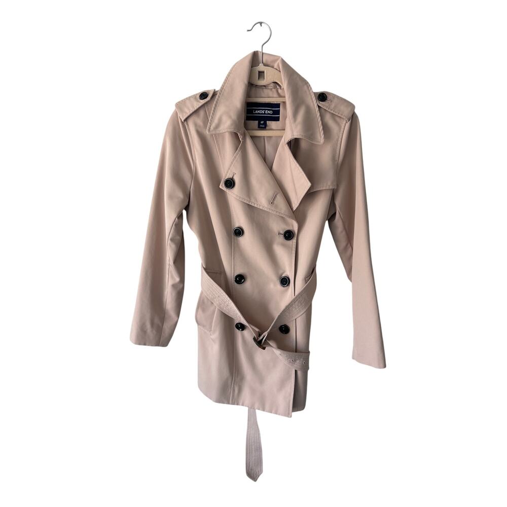 Lands End Tan Double Breasted Belted Trenchcoat 6P